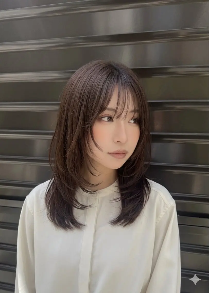 ミディアム 花木 志穂のヘアスタイル