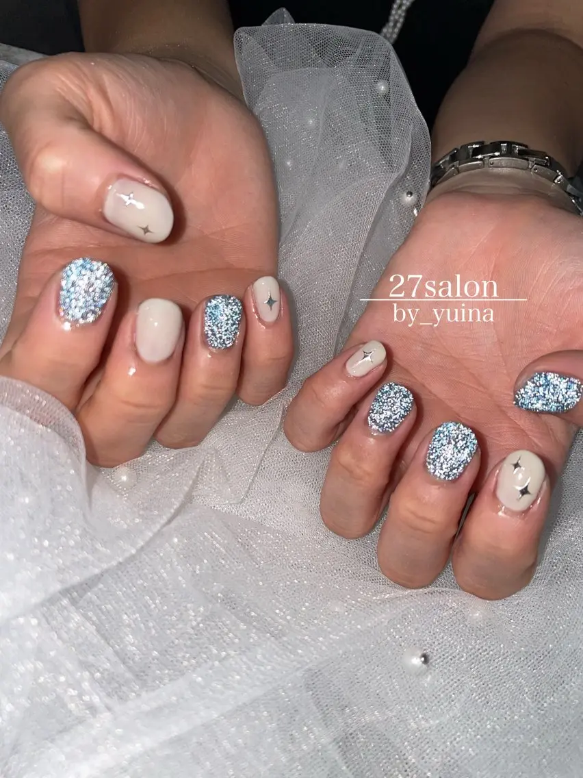 ネイル フラッシュネイル キラキラネイル ハンドネイル 27salon yuinaのネイルデザイン