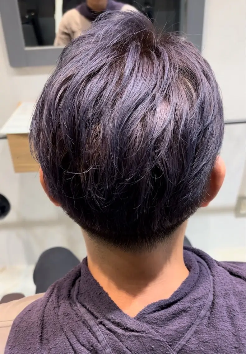 ショート カラー メンズ メンズブリーチ ブリーチ パープルカラー トリートメント ヘアカラー HANGOUT / ミウのヘアスタイル