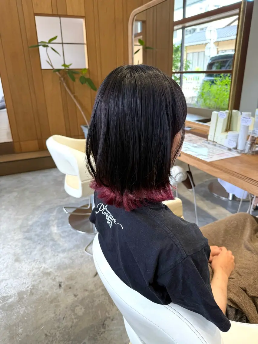 ミディアム カラー ピンクカラー カット ヘアカラー WATANABE MISAKIのヘアスタイル