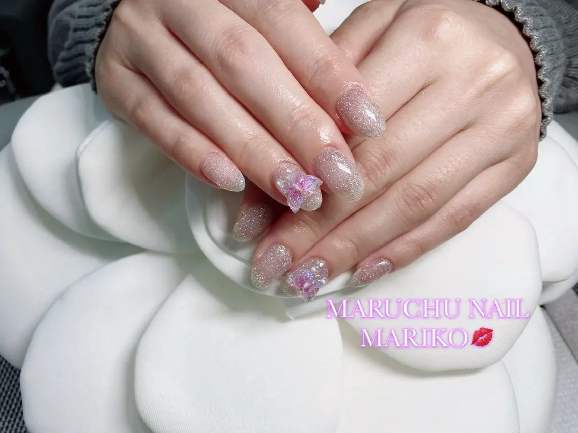 ネイル ラメ(グリッター) ワンカラーネイル 🦋✨ MARIKO✨🦋のネイルデザイン