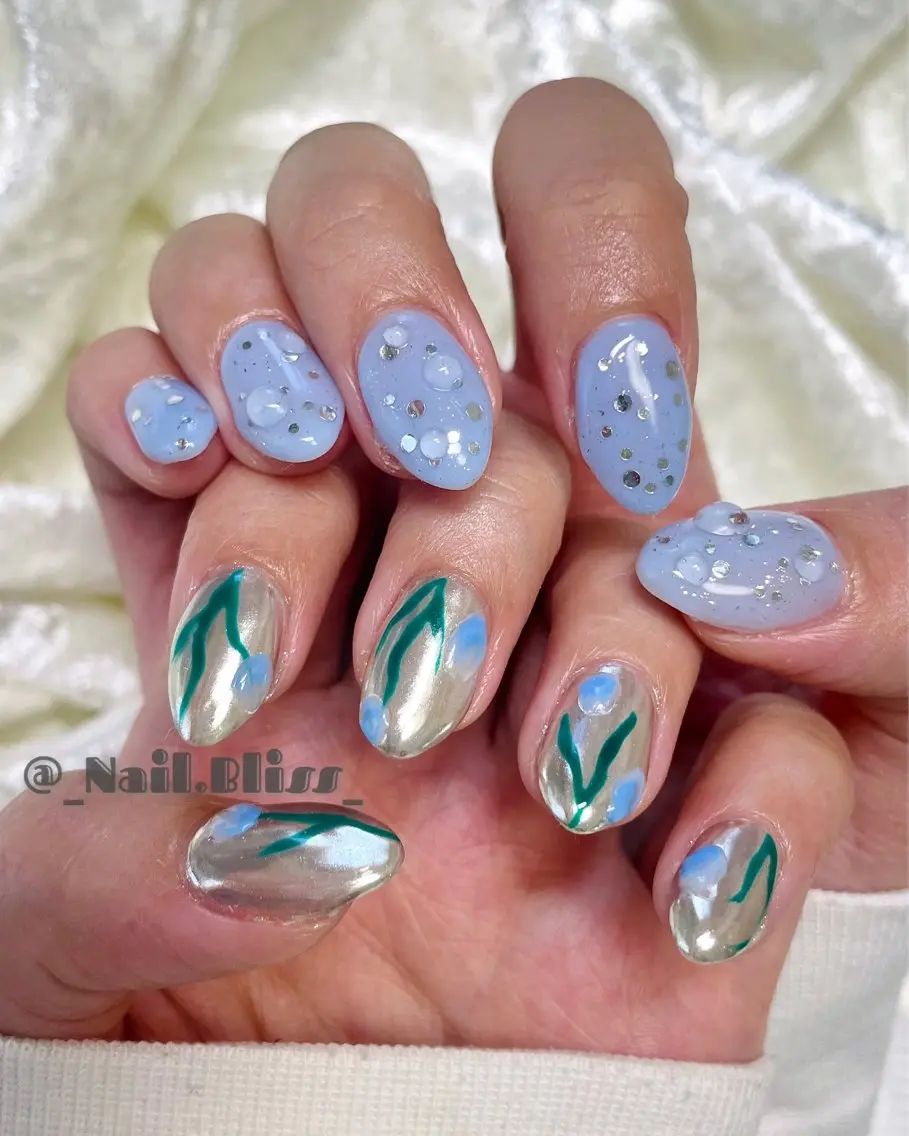 ネイル ブルー 持ち込み ハンドネイル NAIL BLISSのネイルデザイン