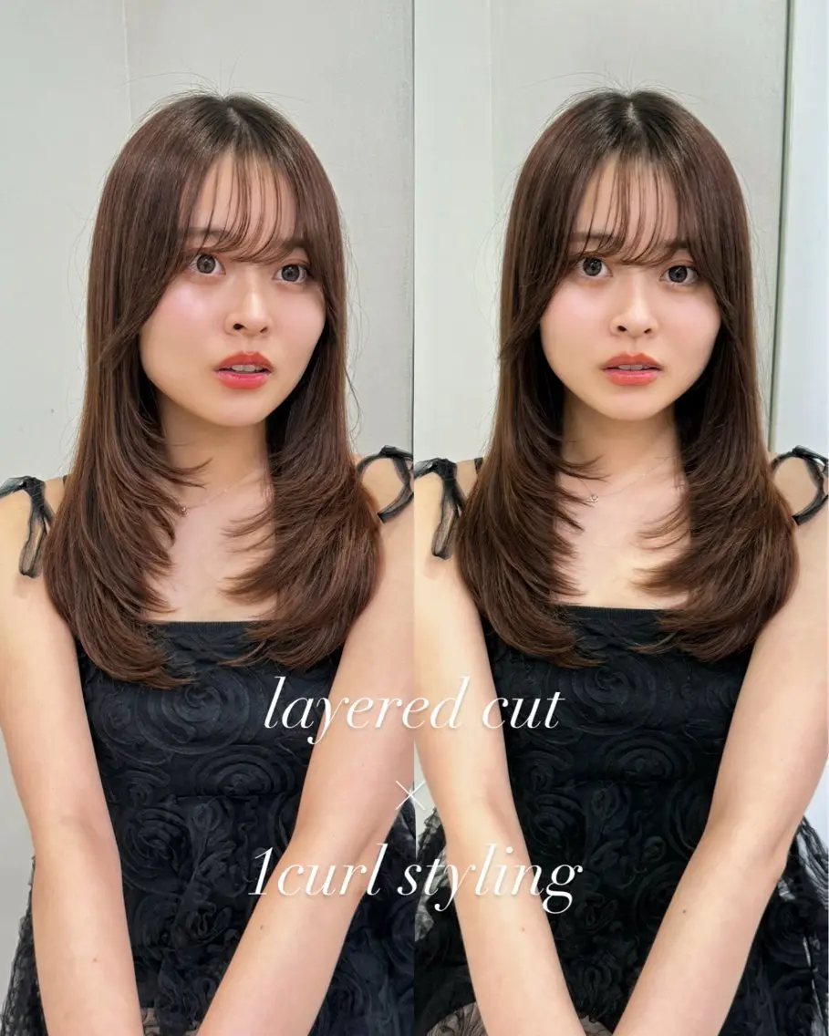 セミロング カット ヘアカラー トリートメント 藤本 都のヘアスタイル