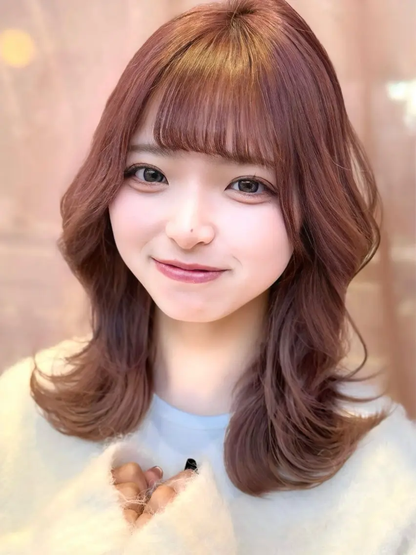 セミロング カラー カット ヘアカラー トリートメント ヘッドスパ ヘアセット 韓国ヘア/レイヤー/ 顔まわり/りょーとのヘアスタイル