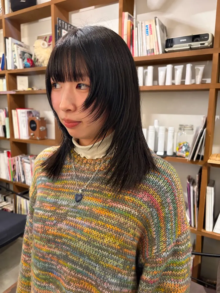セミロング 顔周りカット レイヤーカット カット カットモデル募集 西川二葉のヘアスタイル