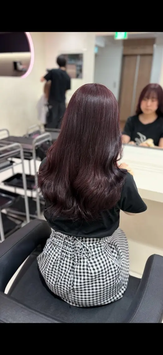 ロング ヘアカラー トリートメント ヘアセット 💗暖色カラー💗 ツヤ髪💗Mayaのヘアスタイル