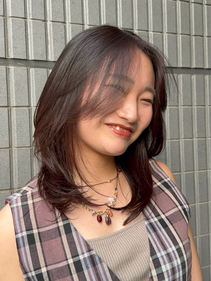 セミロング カラー カット ヘアカラー 韓国レイヤー 🎀ダブルカラーのヘアスタイル