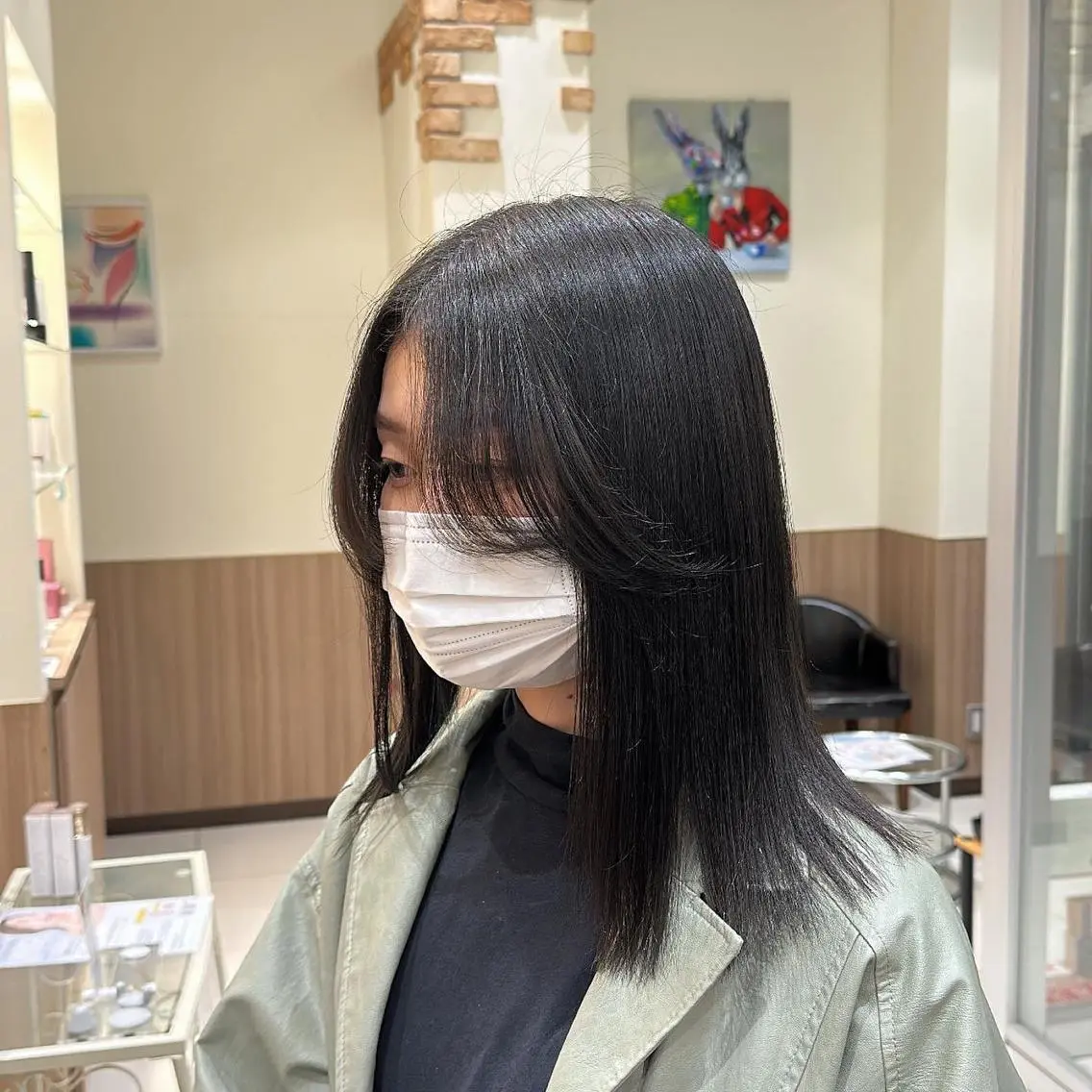 セミロング カラー アッシュ アッシュグレー 透明感カラー 佐藤功真/ ブリーチなしカラーのヘアスタイル
