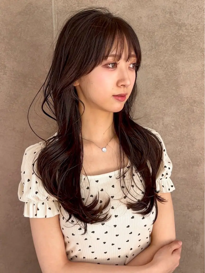 セミロング カラー 韓国風ヘア レイヤーカット 小顔カット 三宅 壱輝のヘアスタイル