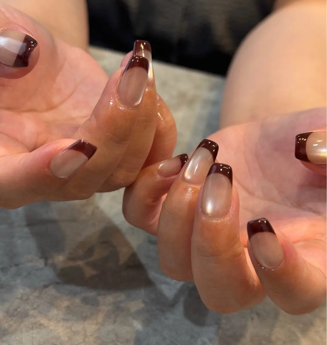 ネイル フレンチネイル マグネットネイル マグネットフレンチ ハンドネイル Blé nailのネイルデザイン
