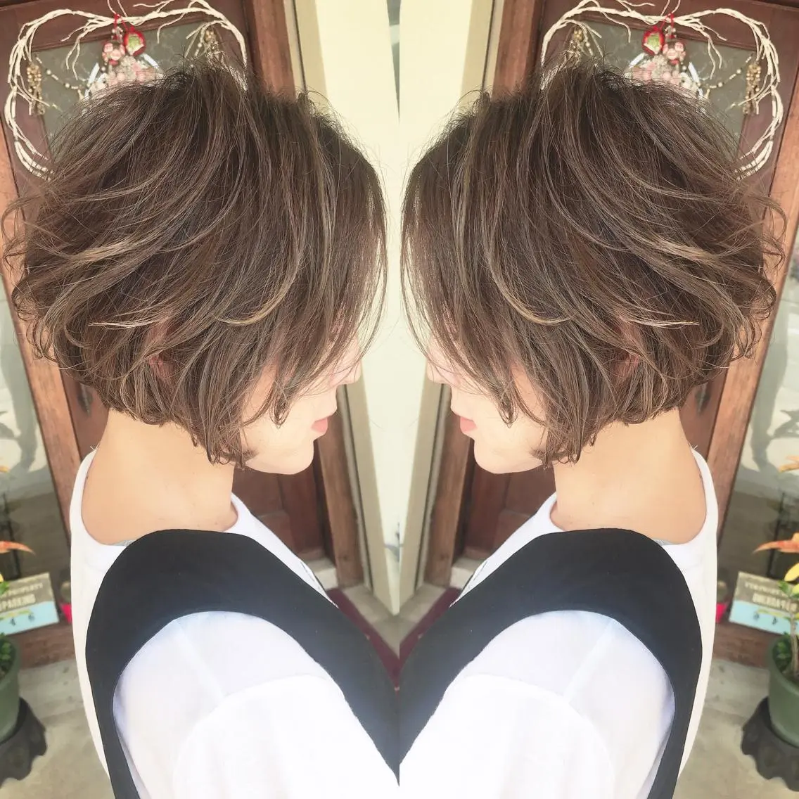 ショート カラー ハイライトカラー ハイライト grand juteのヘアスタイル
