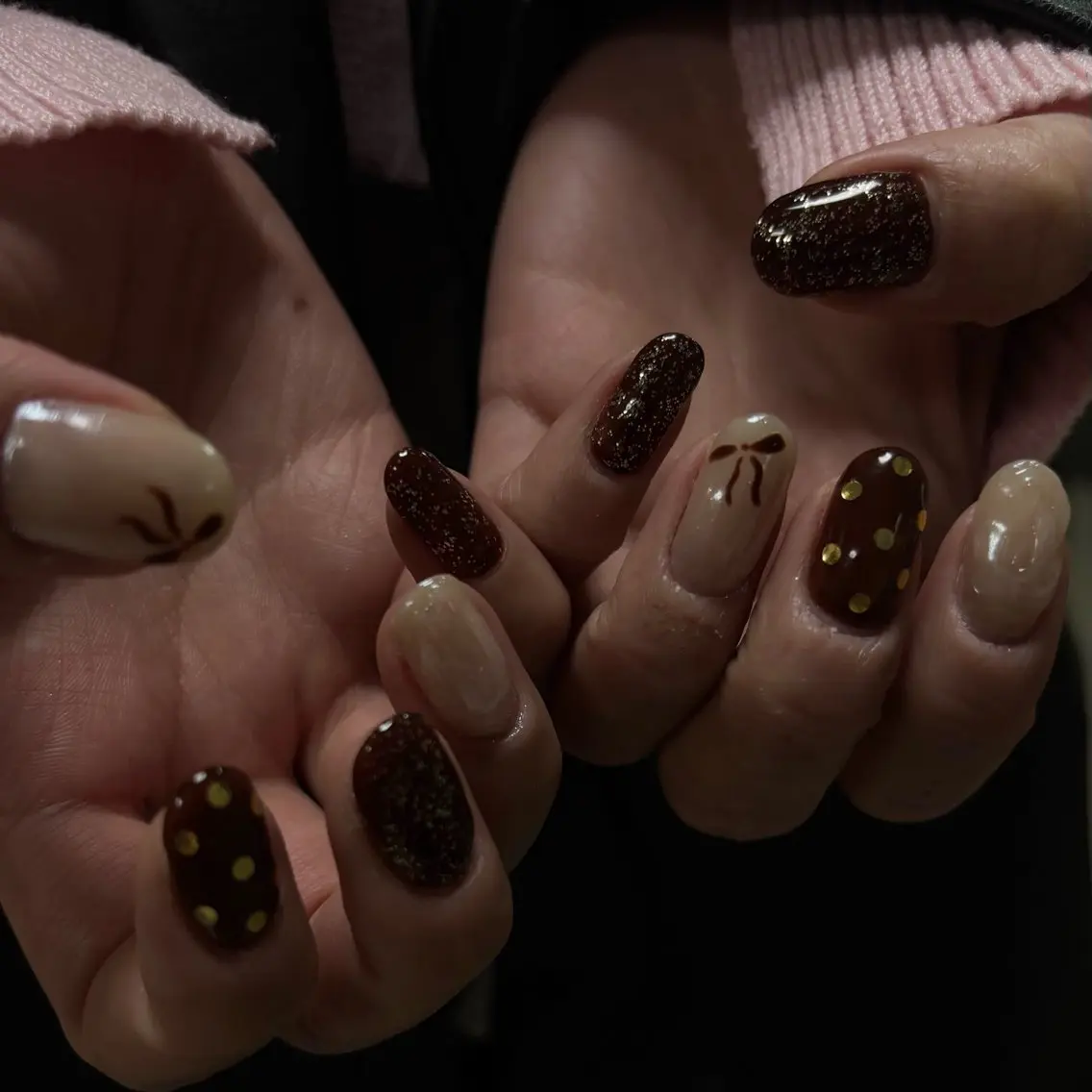 ネイル ブラウン IZUMIꕤnail 堺筋本町｜心斎橋のネイルデザイン