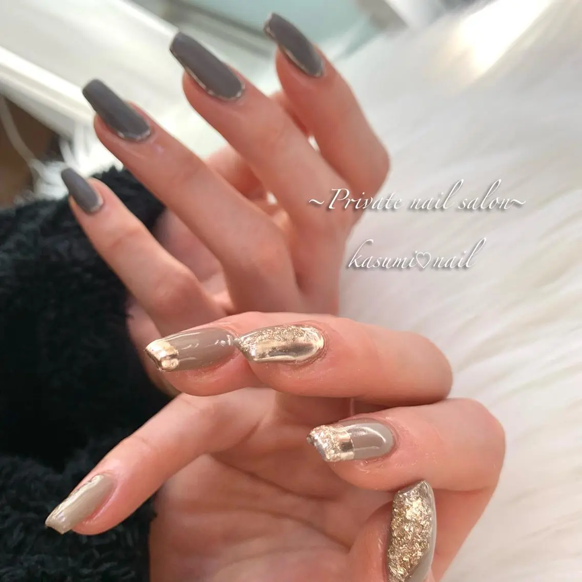 ネイル アートネイル ラメ(グリッター) マグネットネイル ミラーネイル 持ち込み KASUMI♡ Nailのネイルデザイン