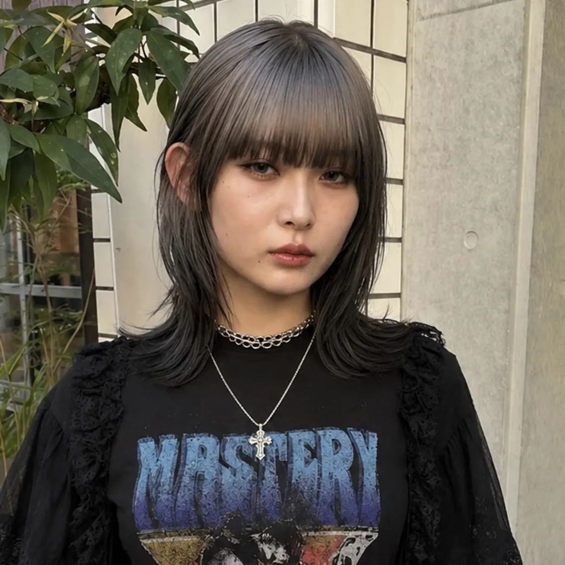 ミディアム ミディアムレイヤー 顔まわりレイヤー 顔周りカット ハッシュカット 韓国風ヘア カット ヘアカラー トリートメント ハイトーン/レイヤー カット/TAKEのヘアスタイル