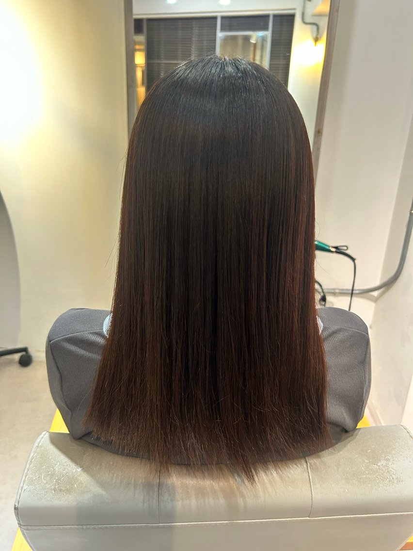 ロング 栄/海外風カラー/ ナチュラル縮毛のヘアスタイル