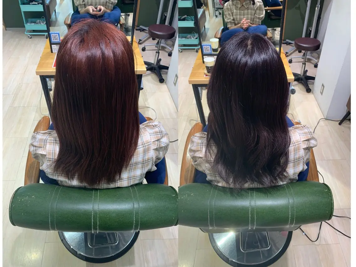 セミロング カラー ブラウンカラー ディープラベンダー ダブルカラー ラベンダーカラー パラッチ MIKAのヘアスタイル