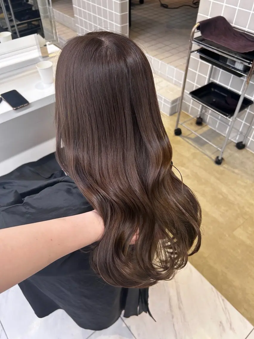 ロング カラー カット ヘアカラー トリートメント ヘッドスパ ヘアセット 🥯縮毛/レイヤー/ ベージュヘア🥯のヘアスタイル