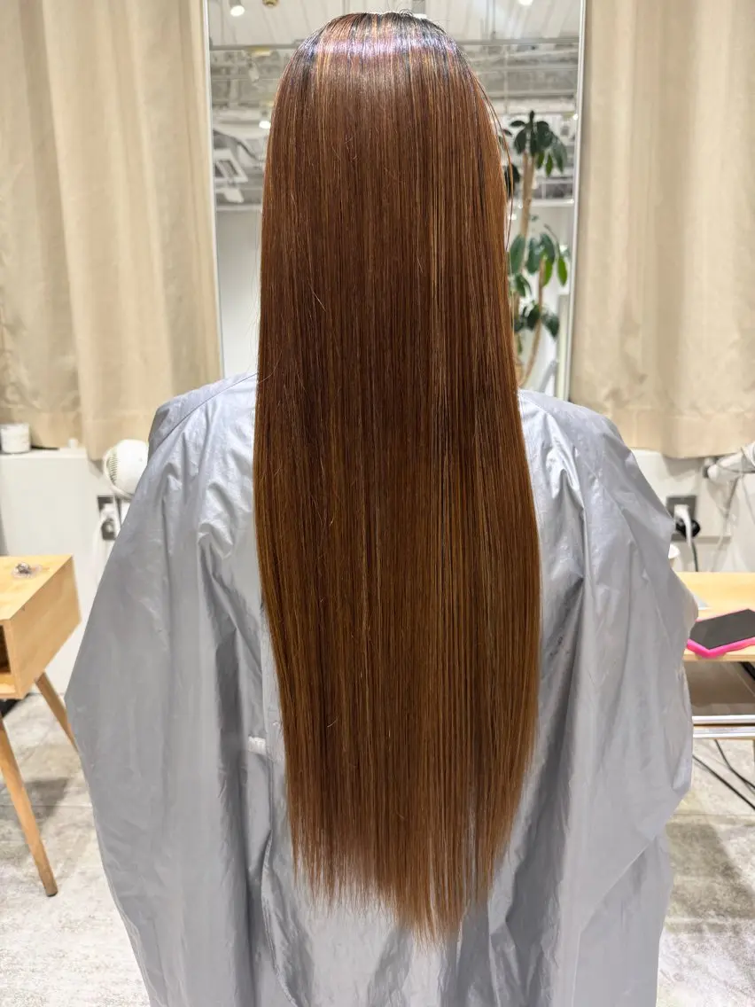 ロング 縮毛矯正 芝 﨑のヘアスタイル