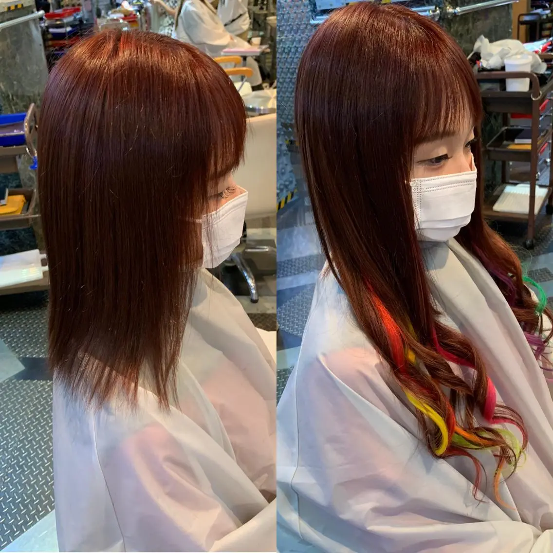 ロング カラー ヘアアレンジ 編み込みエクステ エクステ ロング 🌈派手髪エクステ ブレイズ🌈ひろとのヘアスタイル