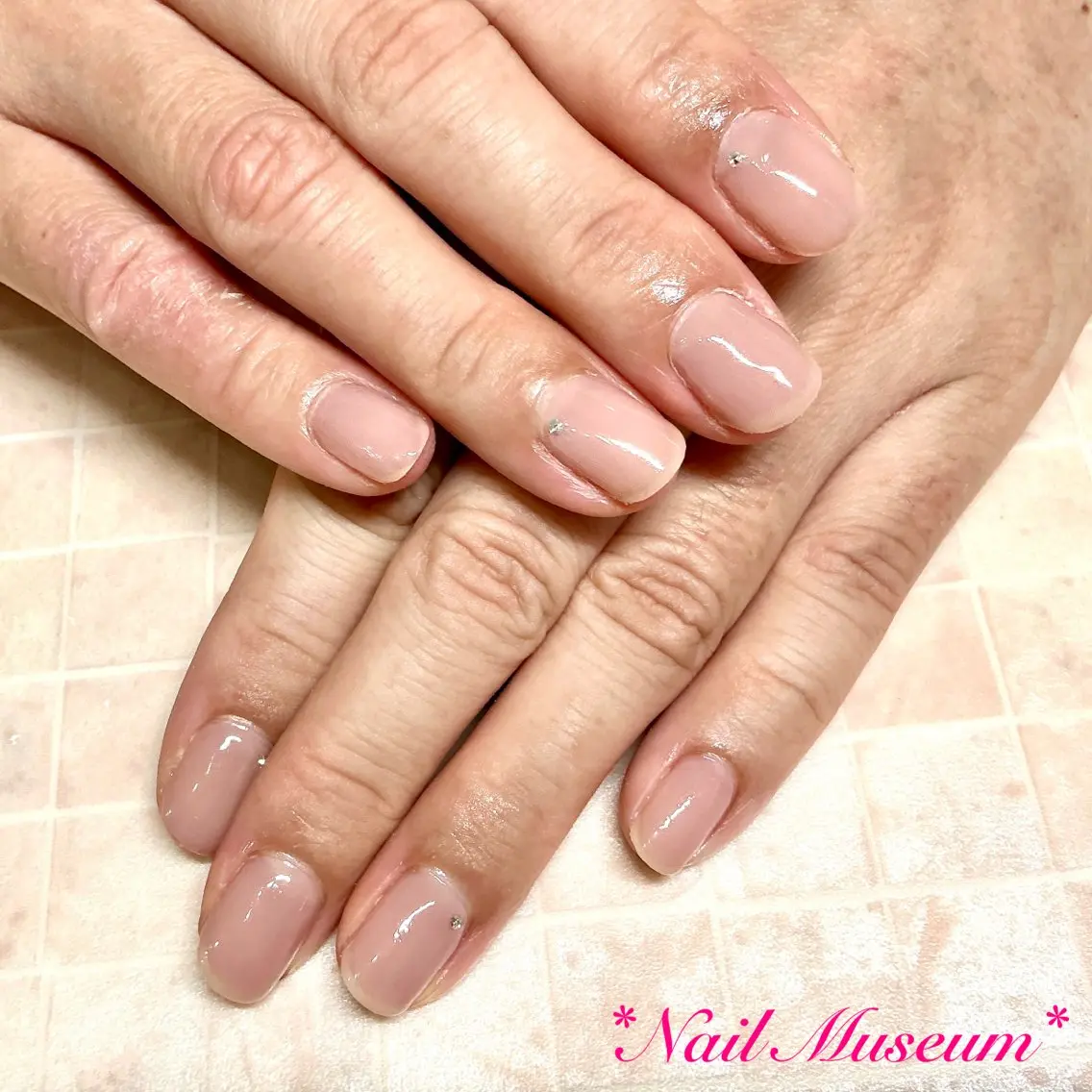 ネイル ブルー ジェルネイル オフィスネイル ワンカラーネイル パラジェル ハンドネイル nailmuseum KAMATARIのネイルデザイン