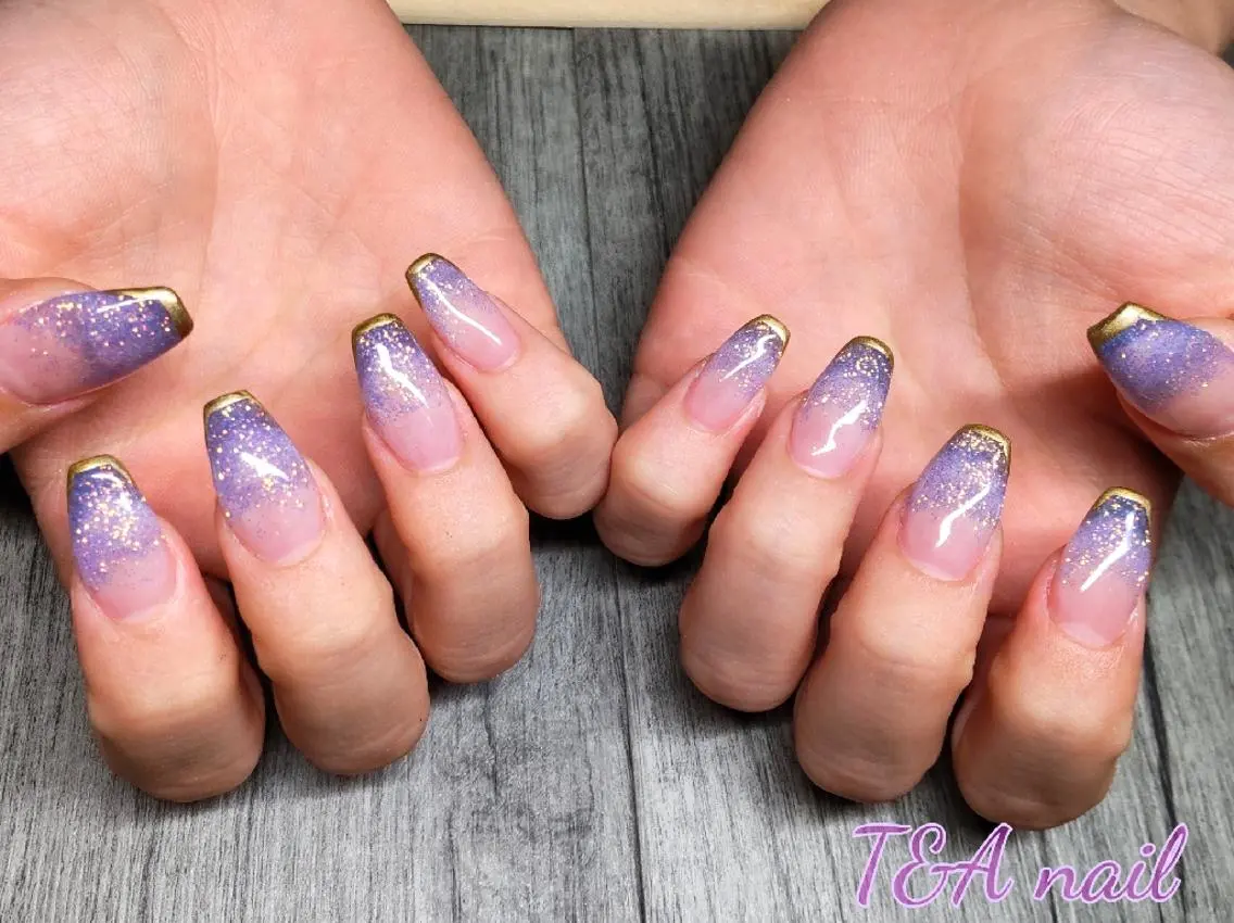 セミロング ネイル ハロウィン 長さ出し ジェルネイル ハロウィン キラキラネイル T&A nailのネイルデザイン