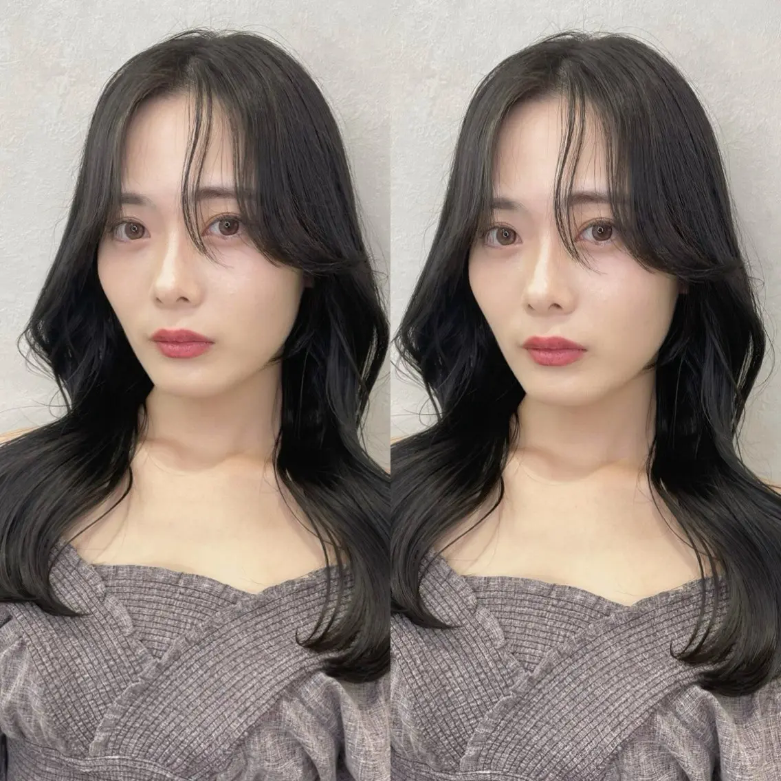 セミロング カラー くびれヘア 韓国風ヘア レイヤーカット 小顔カット ワンホンヘア カット ヘアカラー トリートメント 博多ベージュ 🐻松井傑のヘアスタイル