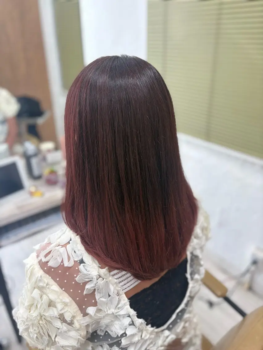 セミロング カラー カット ヘアカラー トリートメント 暖色系カラー/ピンク Ririi🎀のヘアスタイル