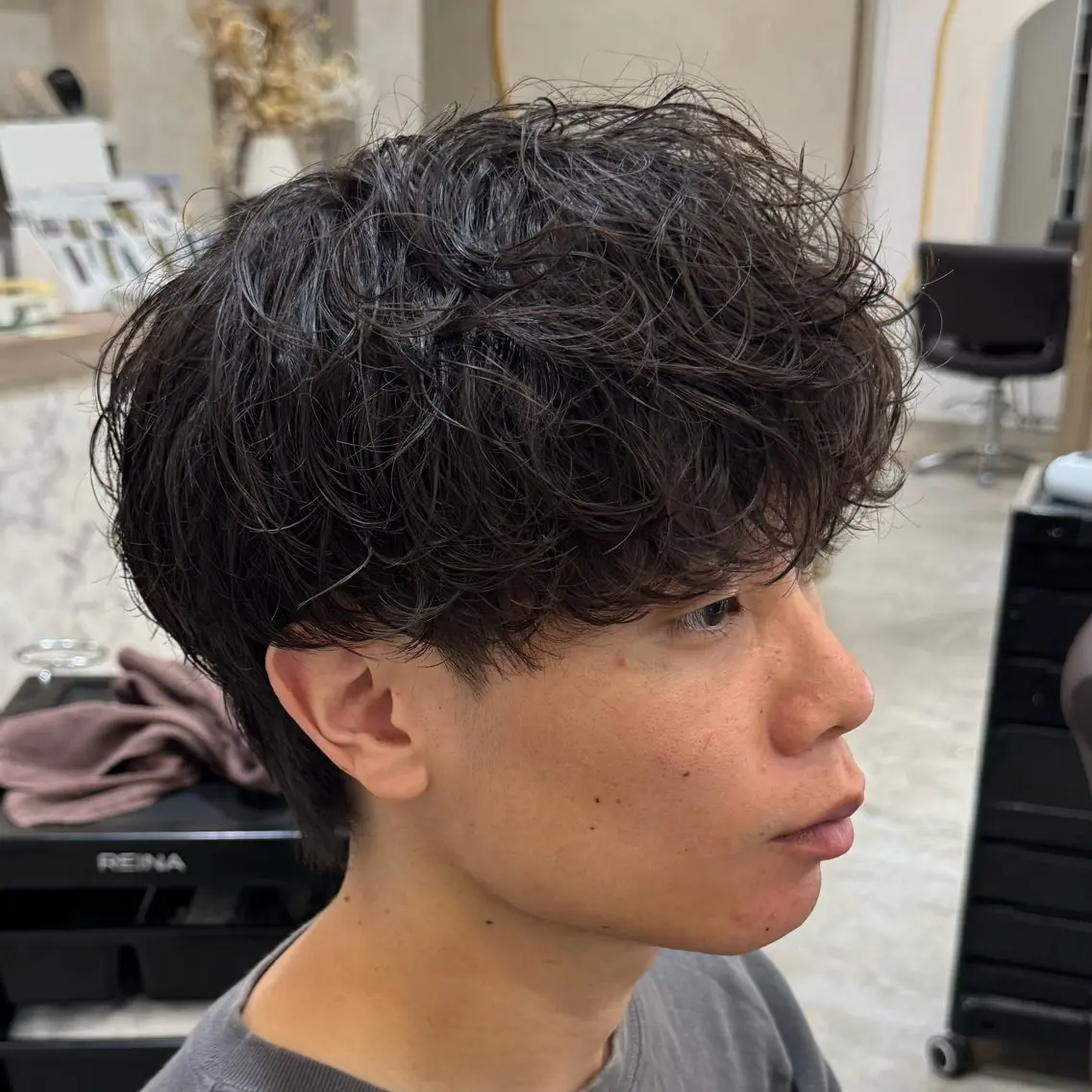 ショート カラー パーマ ヘアアレンジ メンズ カット パーマ 池袋のパーマ職人/ メンズパーマ/石見のヘアスタイル