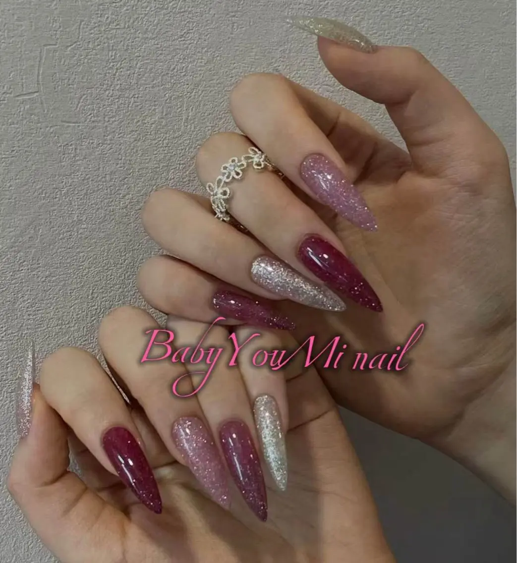 ネイル オーロラネイル チークネイル 成人式 フットネイル フレンチネイル ハンドネイル BabyYouMi nailのネイルデザイン