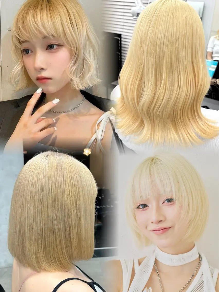 ショート カラー ヘアアレンジ ブリーチ 抜きっぱなしブロンド ブロンド ダブルカラー ハイトーンカラー ヘアカラー 坂齋大地／レイヤー/ ミルクティーのヘアスタイル
