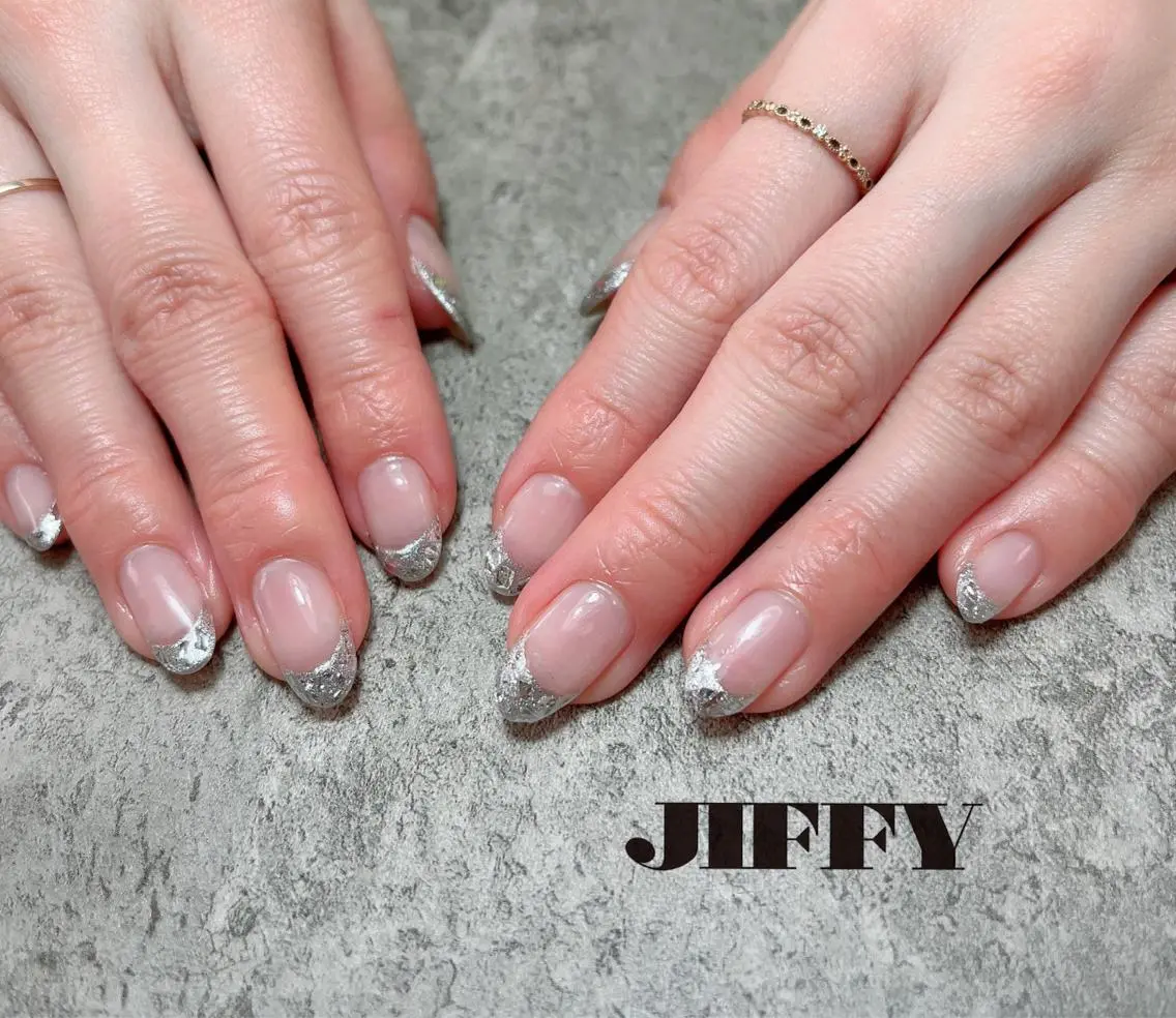 ネイル フレンチネイル ガラスフレンチ JIFFY nailstudioのネイルデザイン