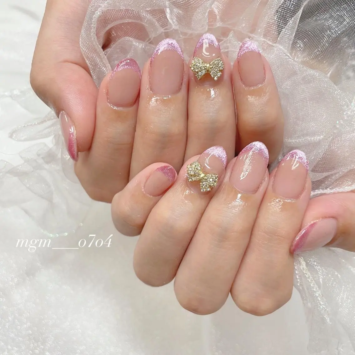ネイル リボン ハンドネイル ハンドケア MoON...❤︎ MeGuのネイルデザイン