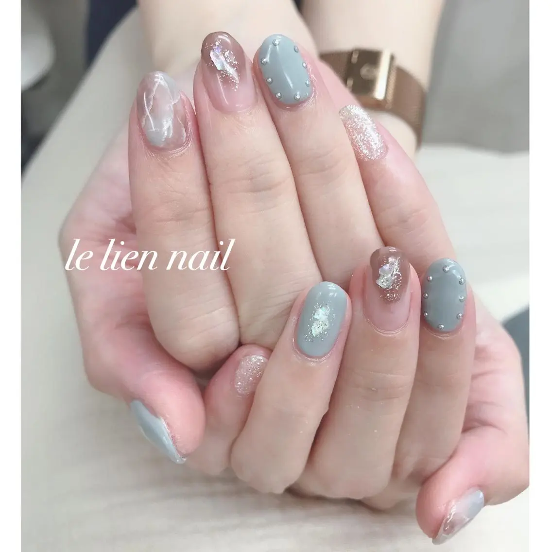 ネイル アートネイル 大理石ネイル(マーブル) ニュアンスネイル le lien nailのネイルデザイン