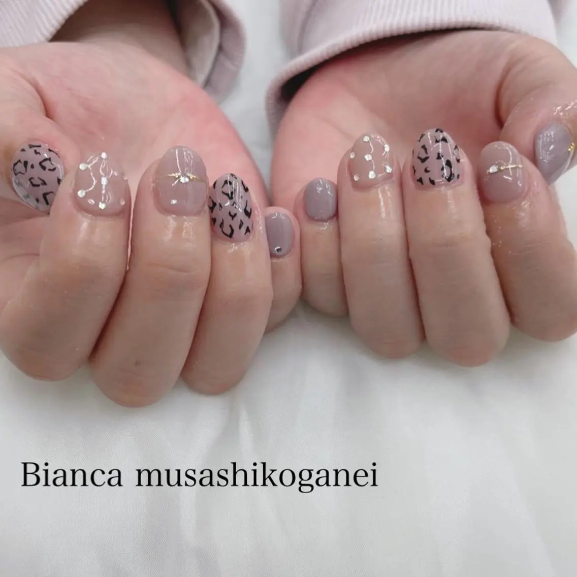 ネイル アニマル柄 ピンク Bianca 武蔵小金井 ほしののネイルデザイン