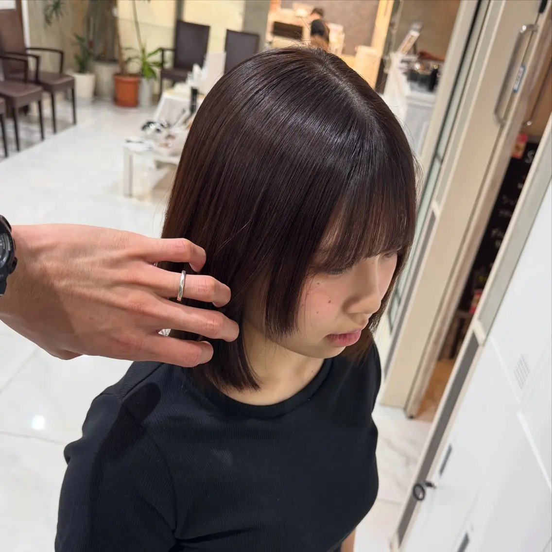 ミディアム ボブ 姫カット 縮毛矯正 グランデュール焼津 SEIRYU🐉のヘアスタイル