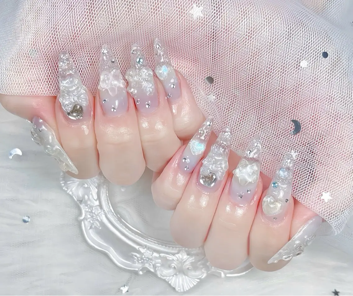 ネイル チークネイル 長さ出し フレンチネイル ジェルネイル グラデーション ハンドネイル THANHTHANH NAILのネイルデザイン