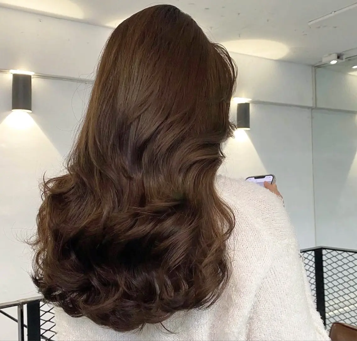 ロング カラー パーマ カット ヘアカラー 表参道🌿赤み消し カラー/チナツのヘアスタイル