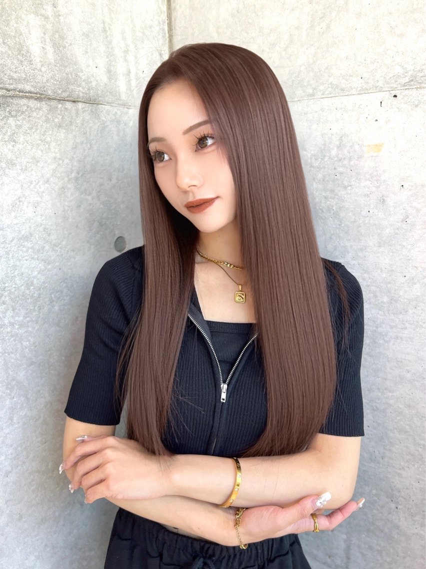 ロング カット ヘアカラー 縮毛矯正 福岡縮毛矯正✨️ ストレート 向井和輝のヘアスタイル
