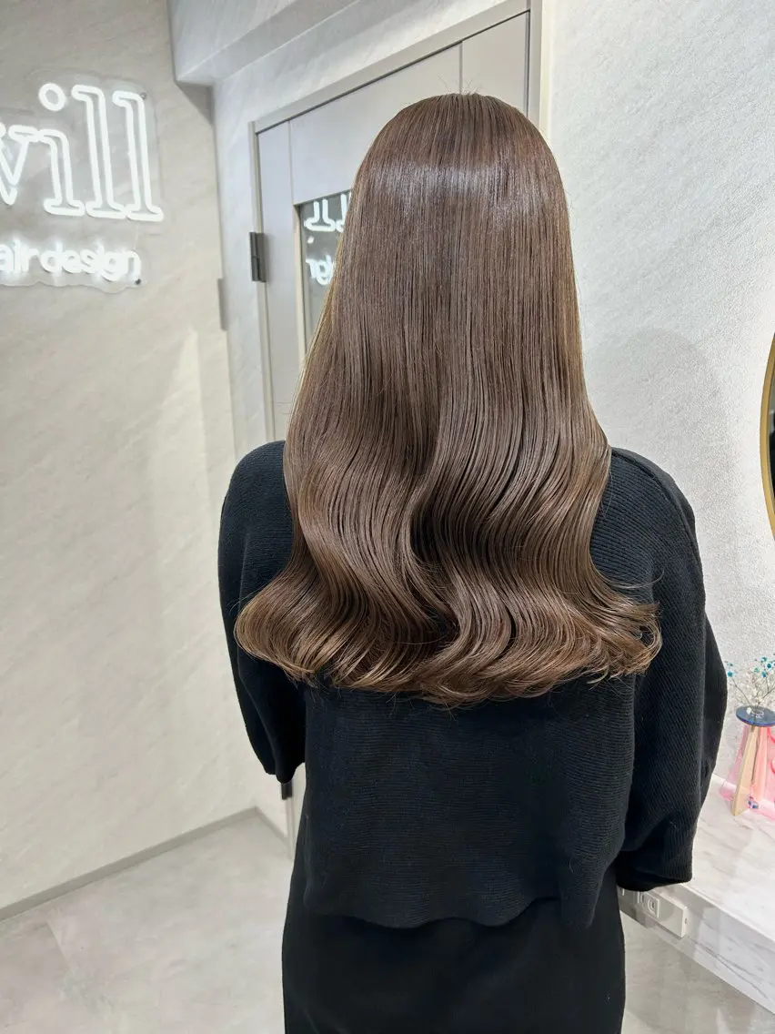 ロング カラー カット ヘアカラー トリートメント 髪質改善will hairdesignのヘアスタイル