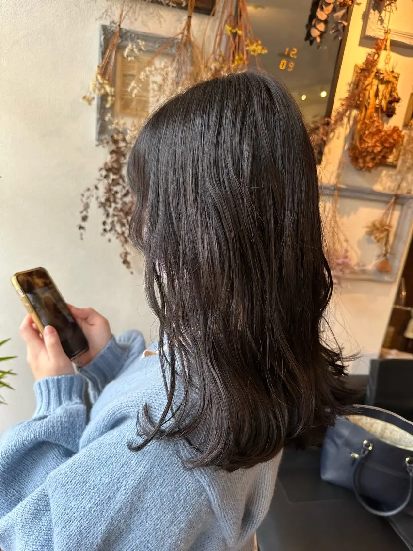 ロング カラー 黒髪 ブルーカラー ブルーブラック ブラウンカラー カット ヘアカラー 💜推しインナー カラー/菊池柊真💜のヘアスタイル