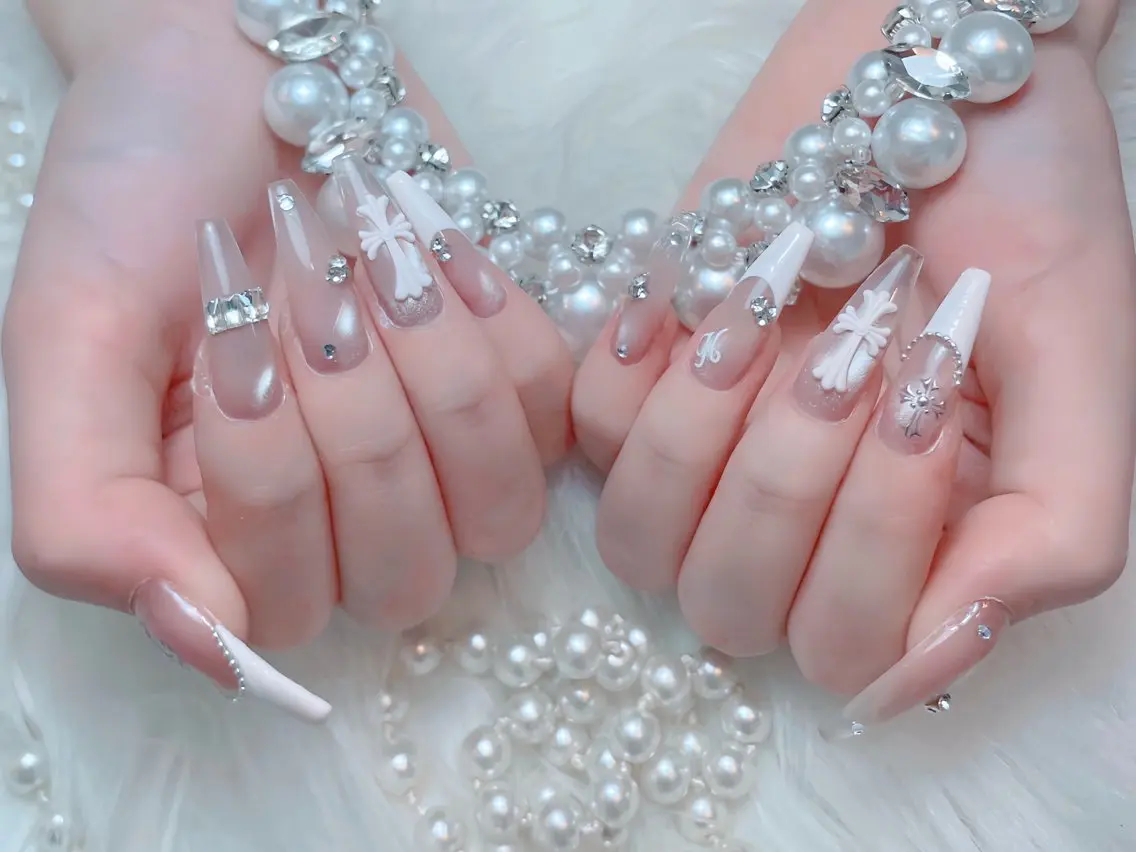 ネイル クリアネイル ドット フットネイル ジェルネイル グリーン ハンドネイル Rin Nail 新大久保店のネイルデザイン
