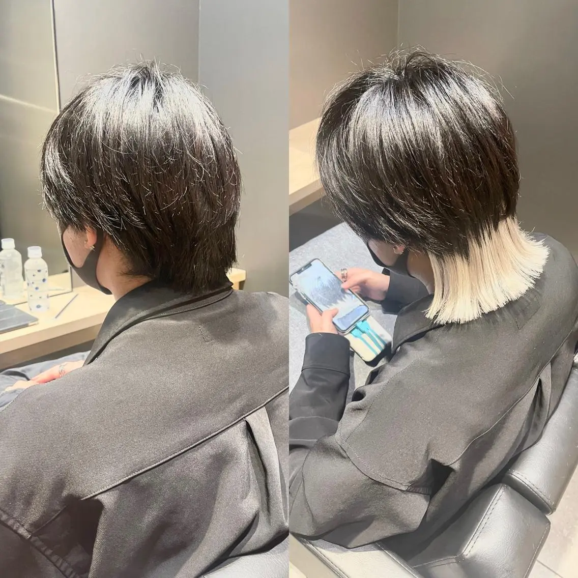 ショート カラー ベージュカラー ホワイトベージュ エクステ ウルフカット エクステ インナーエクステ渋谷 🦋KAJIのヘアスタイル