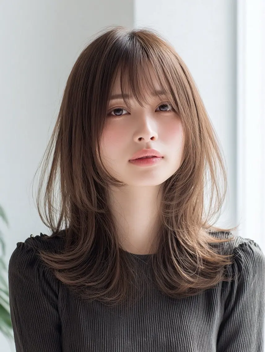 セミロング カラー ヘアカラー 韓国×艶ハイトーンが かわいい✨️リオ🍒のヘアスタイル