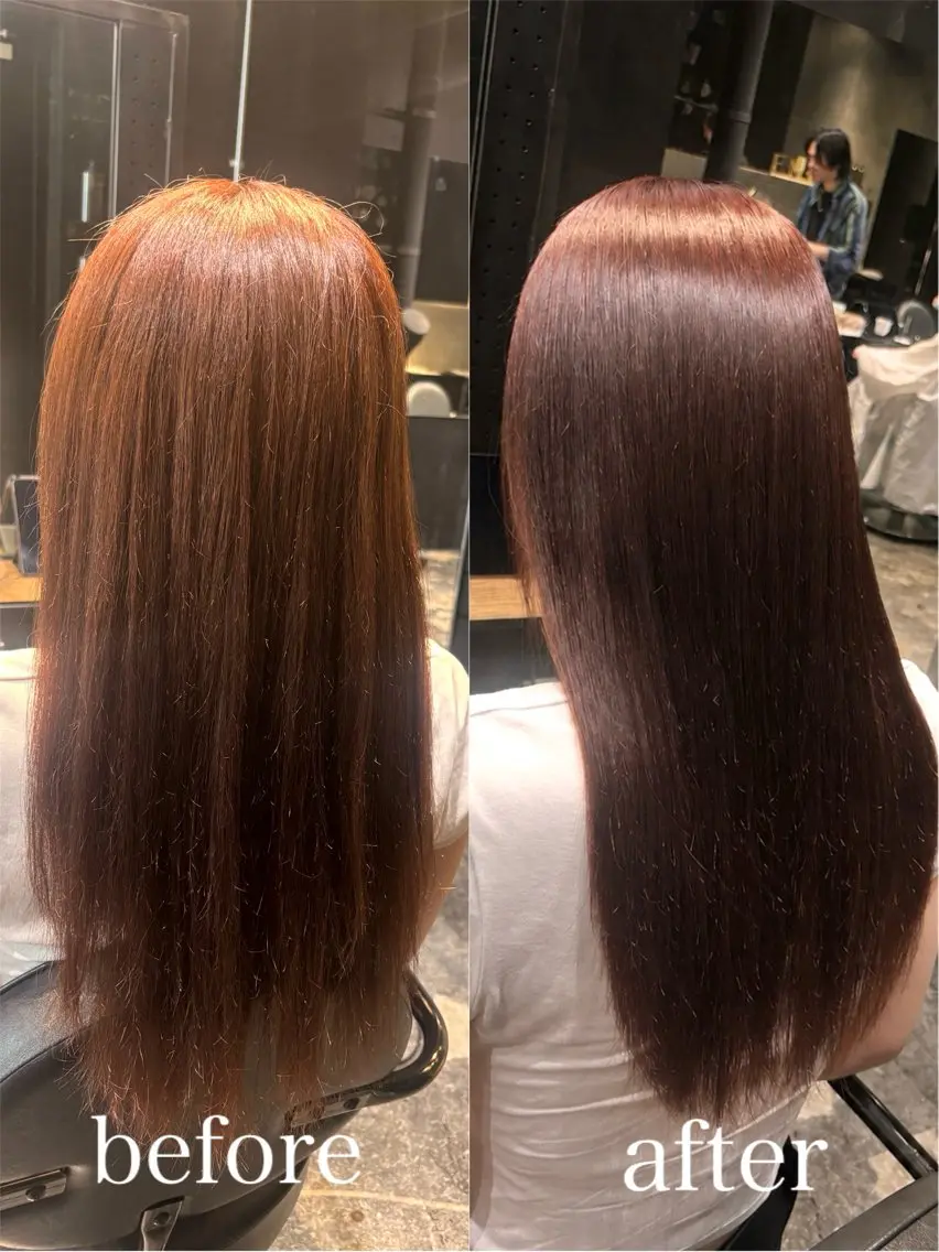 ロング 縮毛矯正 ヘアカラー 縮毛矯正 ハイトーン/透明感カ ラー/矯正/まな⭐️のヘアスタイル