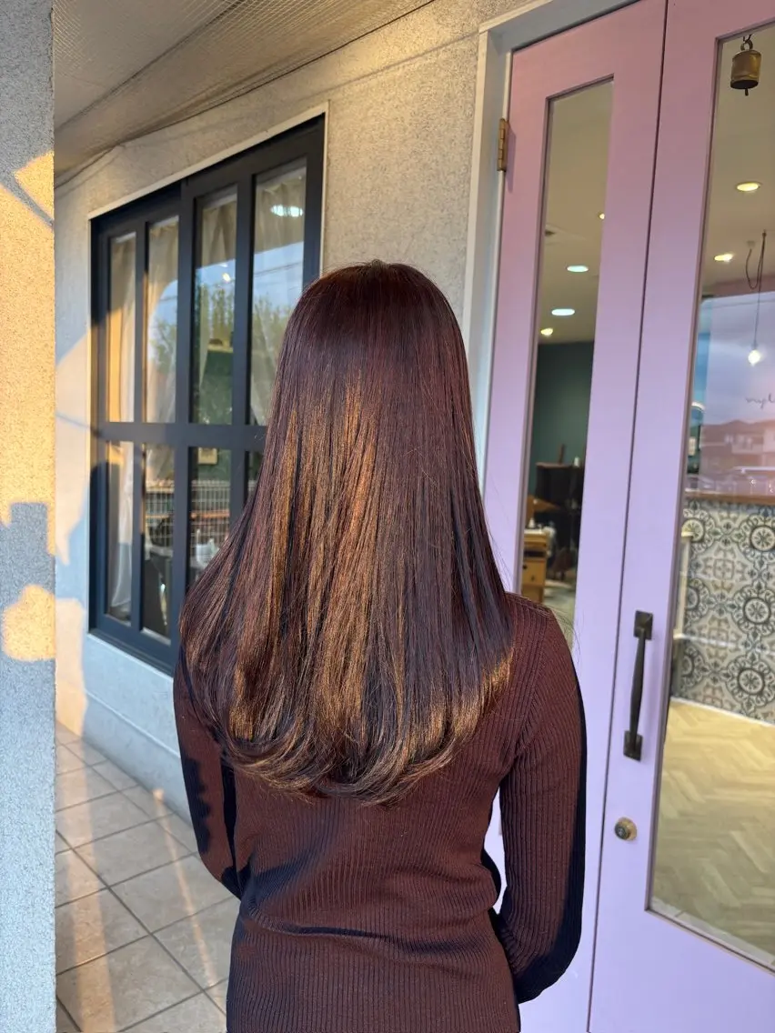 ロング カラー ヘアカラー 上村 七海のヘアスタイル