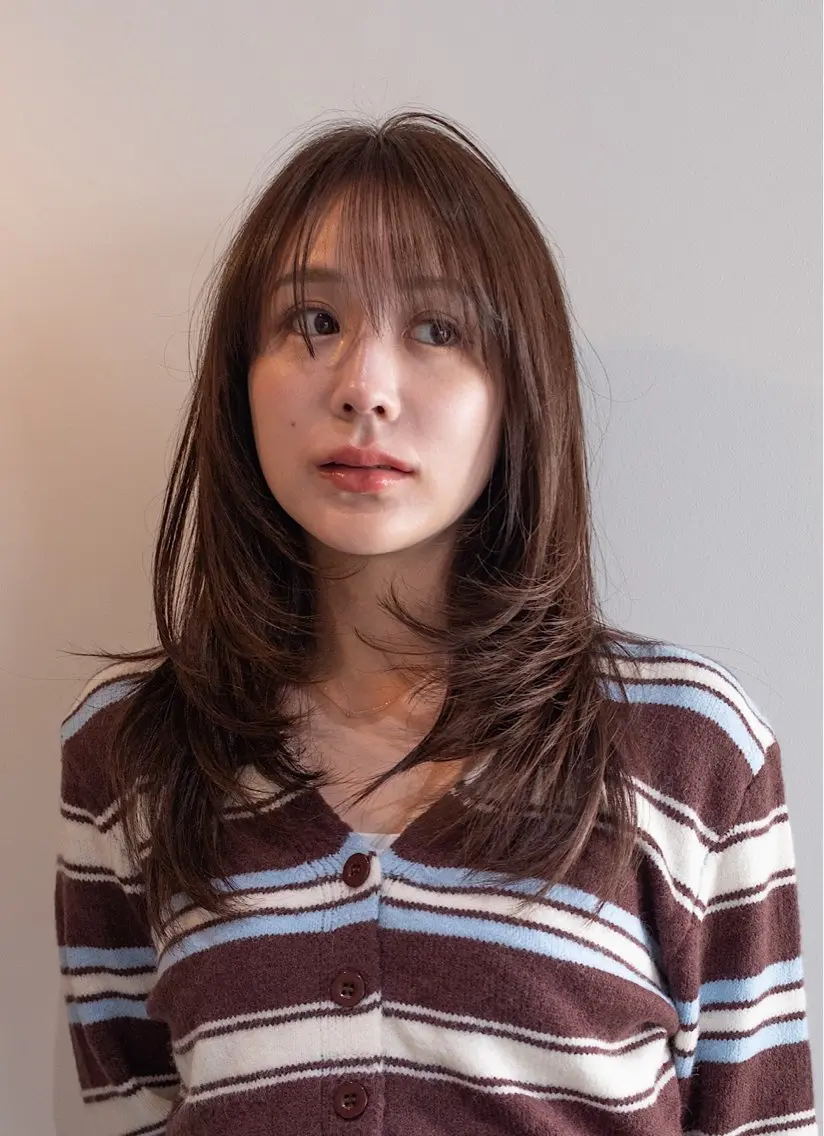 ミディアム カラー ヘアアレンジ カット ヘアカラー トリートメント opus 店長大和 レイヤー/赤み消しのヘアスタイル