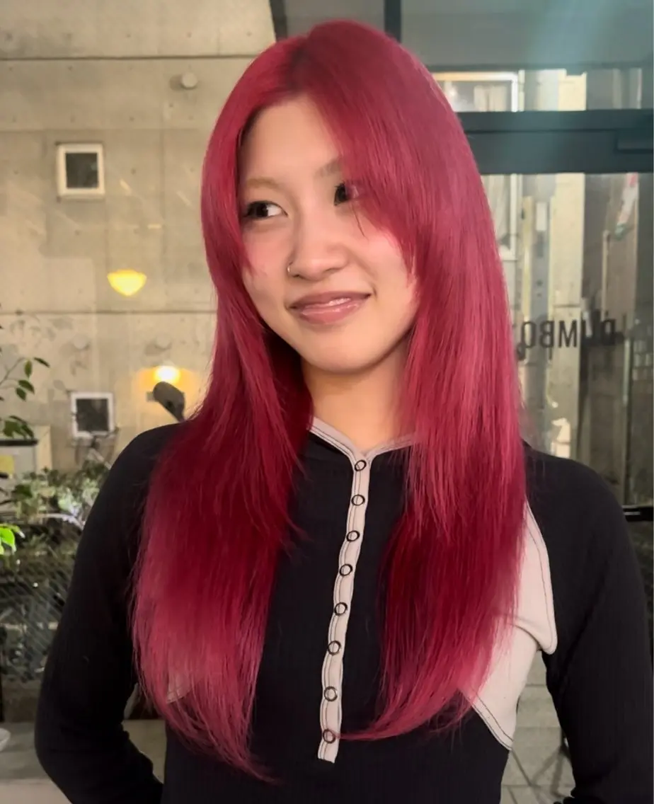 ロング カラー ピンクカラー ヘアカラー 🎀抜け感ナチュラル 🎵asuna🪽のヘアスタイル