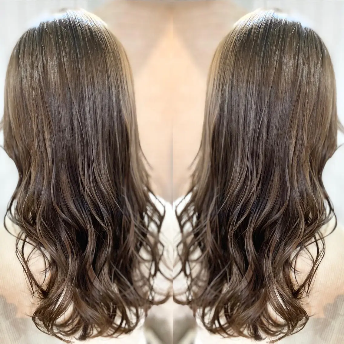 ロング カラー パーマ ヘアアレンジ アッシュ バレイヤージュ ベージュカラー ブリーチ 透明感カラー 👑指名率No.1 👑坂口飛翔のヘアスタイル