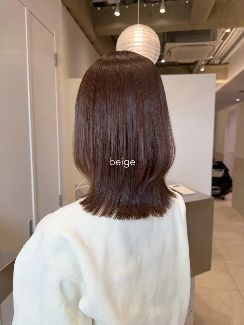 ミディアム ヘアカラー トリートメント 髪質改善/赤み消し ベージュ/ボブのヘアスタイル