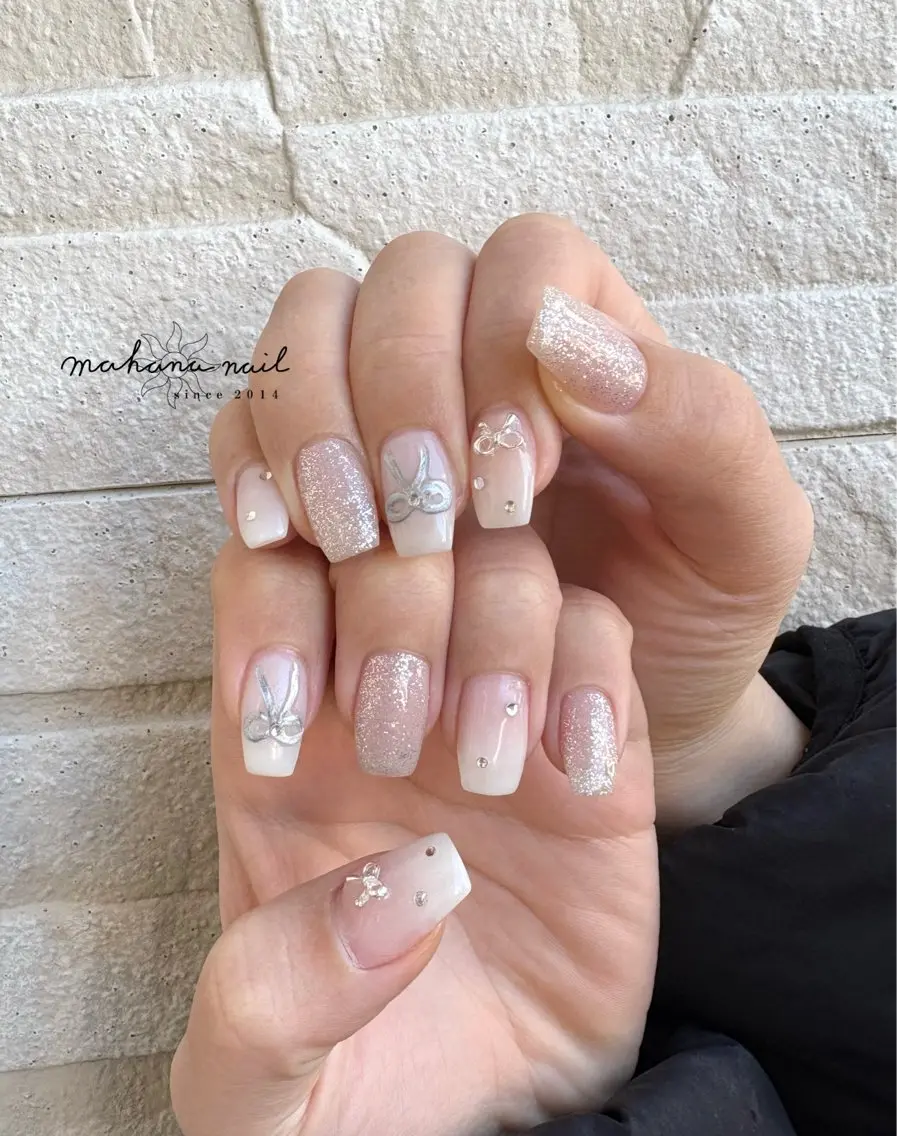 ネイル アートネイル リボン mahana nailのネイルデザイン